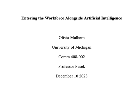Entering the Workforce Alongside Artificial Intelligence
